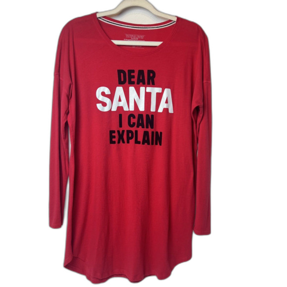 Victoria’s Secret PINK Holiday Pajama Top – “Dear Santa I Can Explain” – Size S - Picture 1 of 5